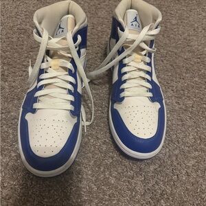 Air Jordan High-Top Sneakers in Blue and White